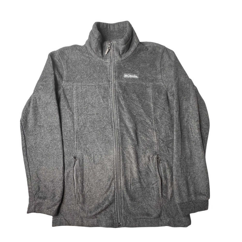 Columbia Fleece Jacket Girls L 14/16 Gray WB6760 Full Zip Soft Outdoor Mock Neck